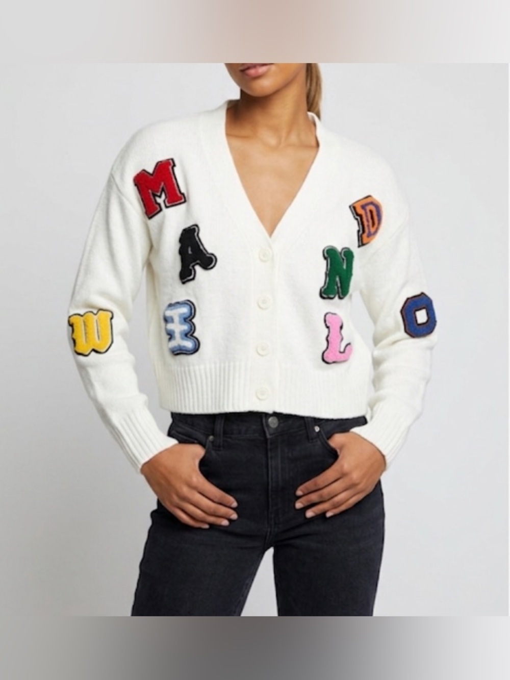 Runway 7 Varsity Patch Cardigan Sweater women Small Cropped Preppy streetwear